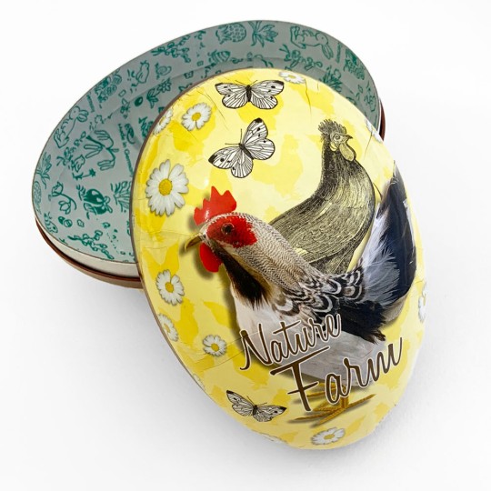 6" Yellow Roosters Papier Mache Easter Egg Container ~ Germany